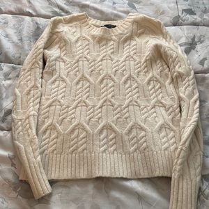 White Ann Taylor Cable knit sweater